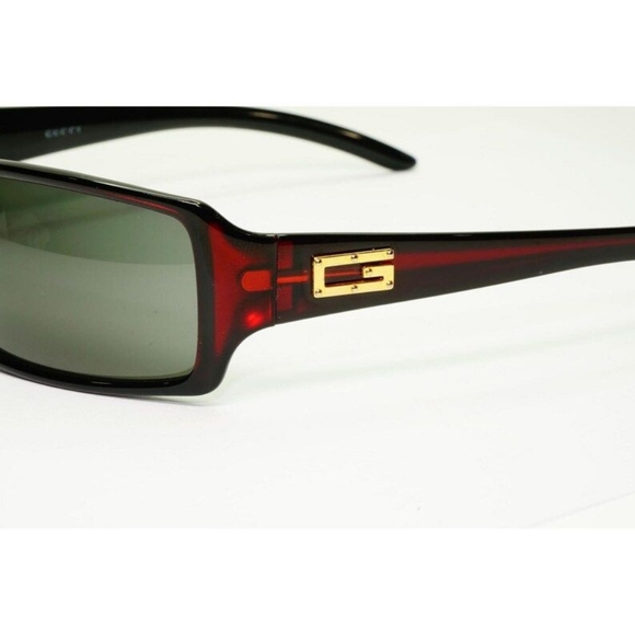 Gucci 1998 Vintage Sunglasses Dark Red Gold Grey Rectangle Wrap Gg 2515/S 9c7 - Picture 2 of 8